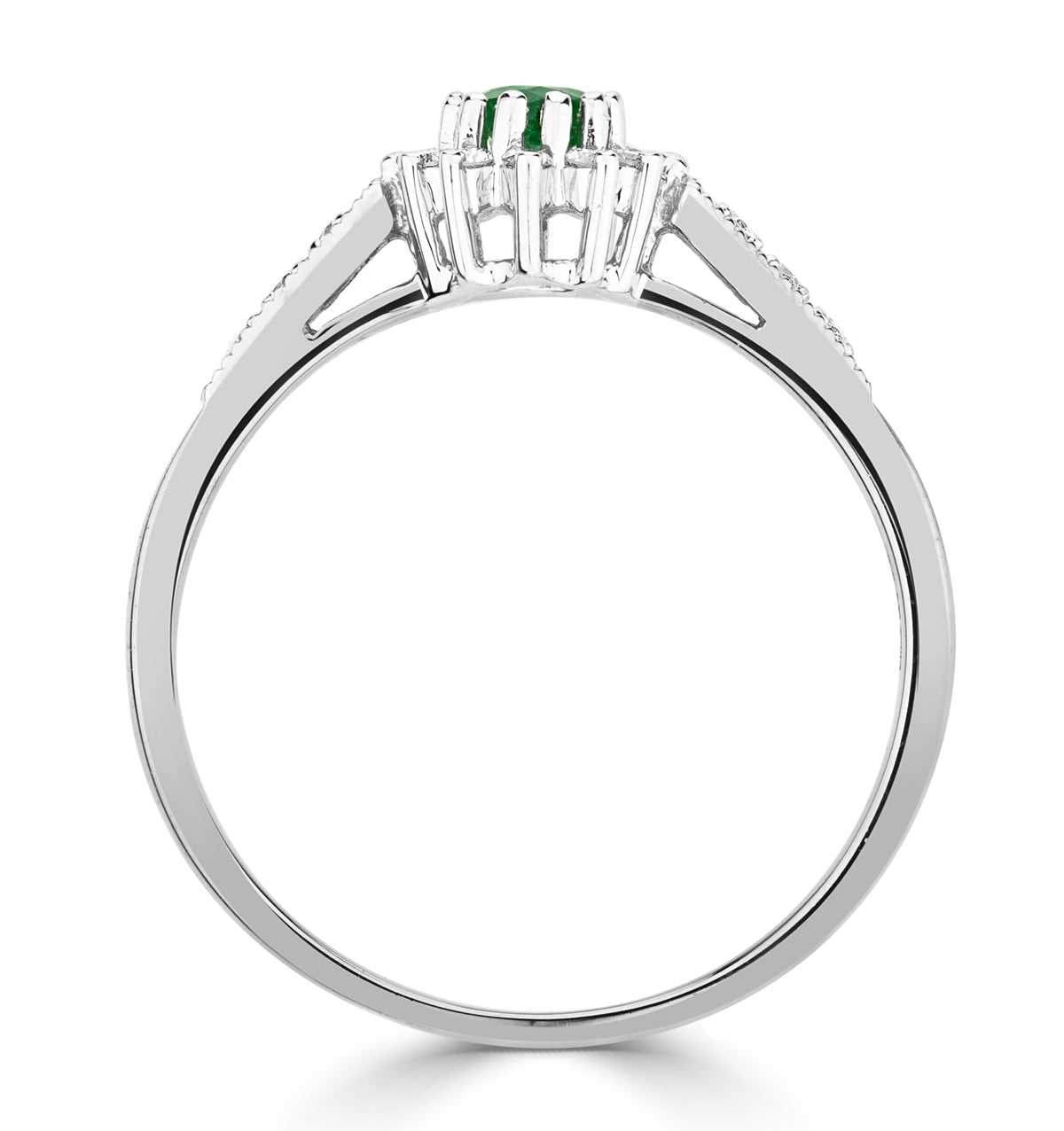 Emerald Ring with Lab Diamonds in 925 Silver - 5 x 3mm Centre